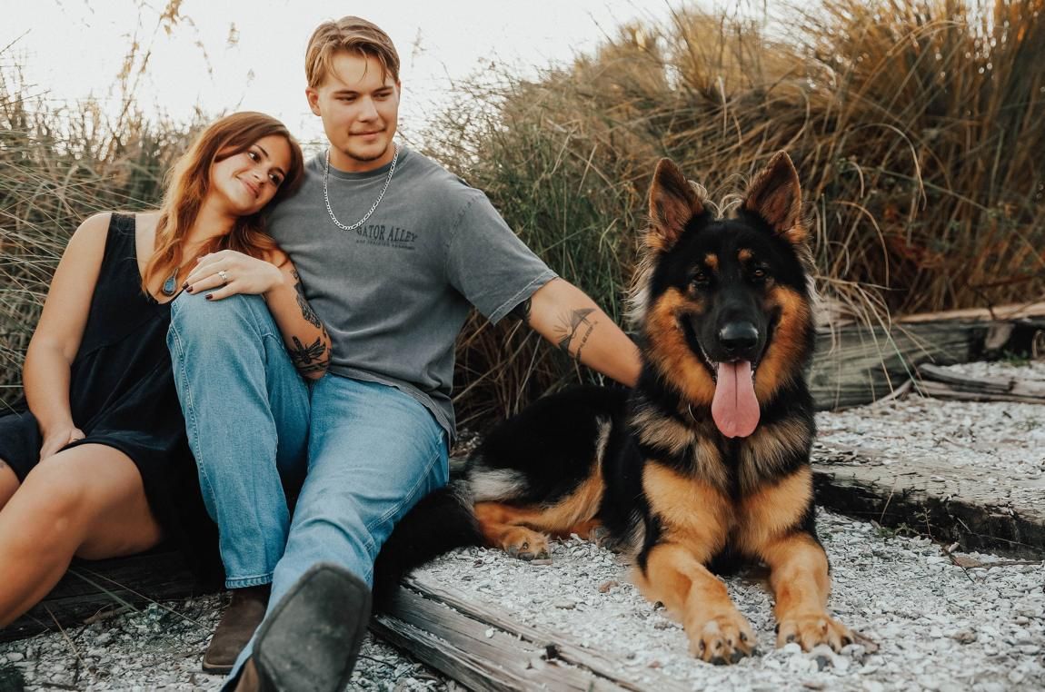 Jacob and Chloe with their German Shepherd Gator
